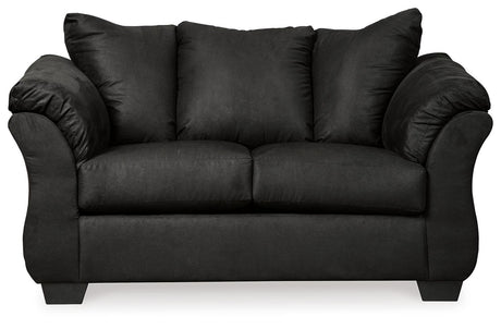Close-up of pillow top armrests on Darcy sofa