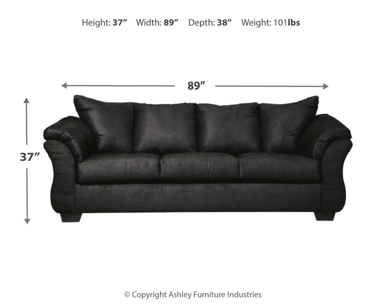 Exposed faux wood finish feet on sofa
