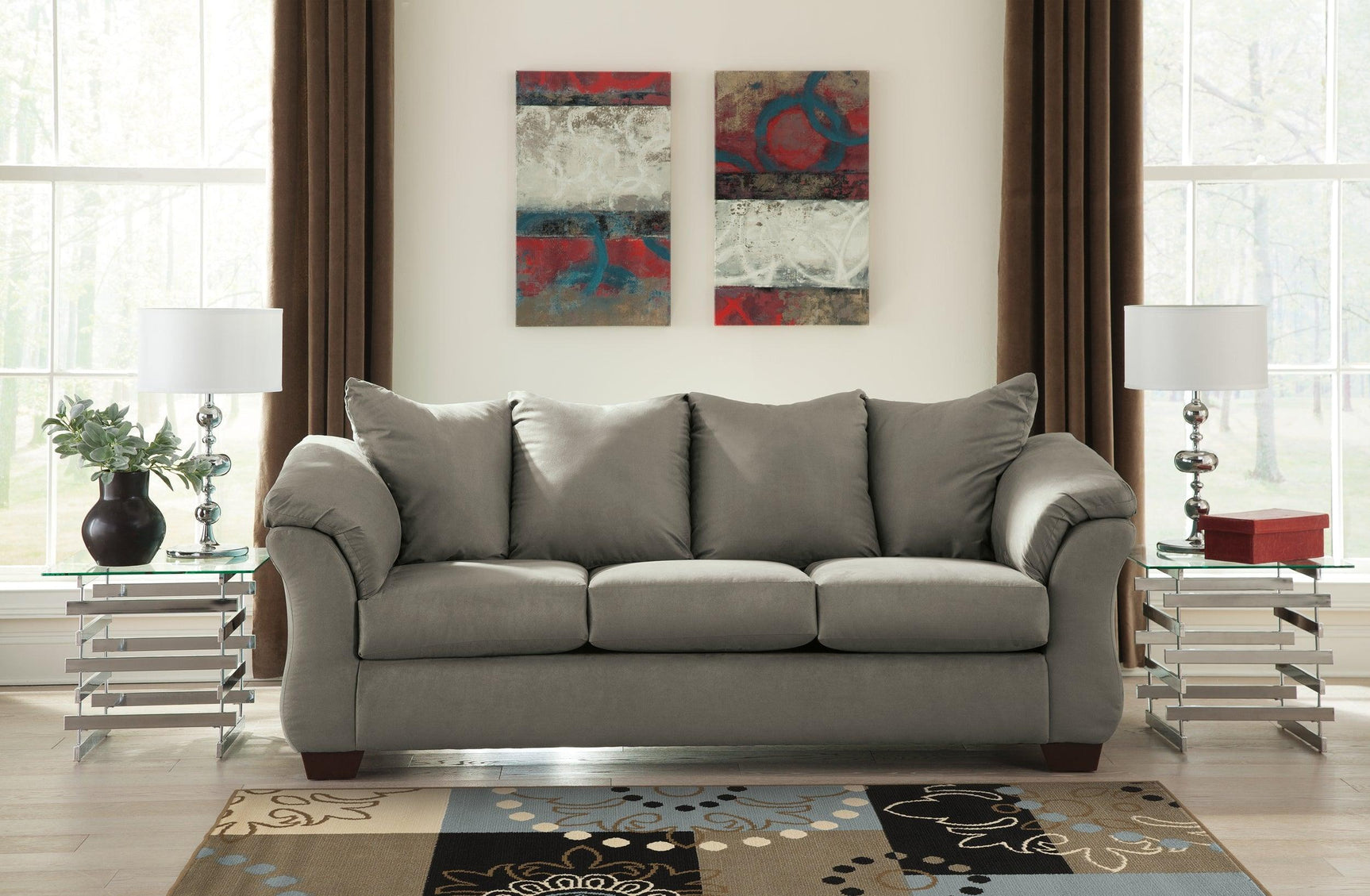 Darcy Cobblestone Sofa, Loveseat And Recliner - Ella Furniture