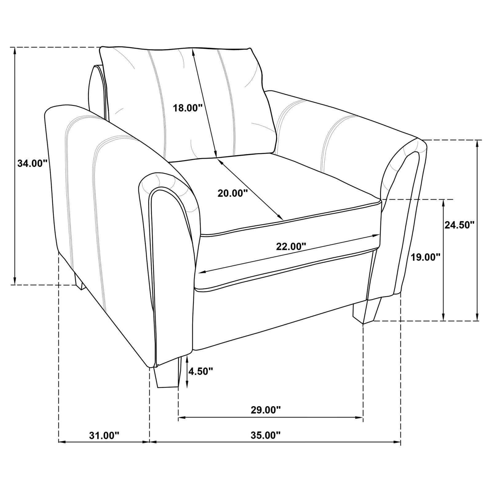 Davis chair profile angle showing pleating and upholstery