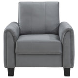 Close-up of Davis chair vertical stitching and piping