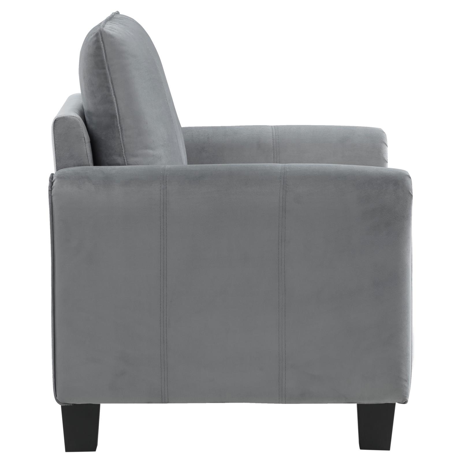 Grey velvet fabric texture on Davis chair