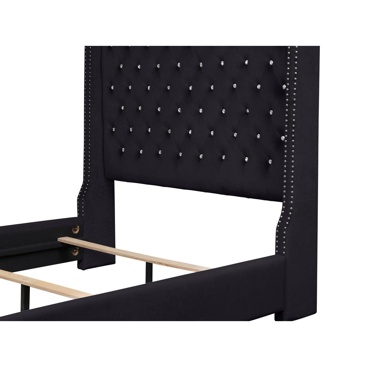Jacklyn Black Queen Panel Bed full bedroom setup
