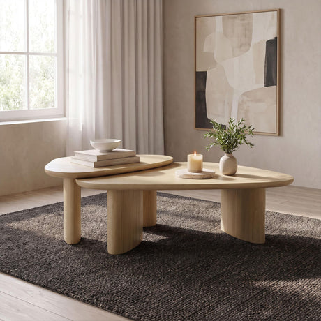 Lester 2-Piece Triangular Nesting Coffee Table Set Honey Oak — product image 2
