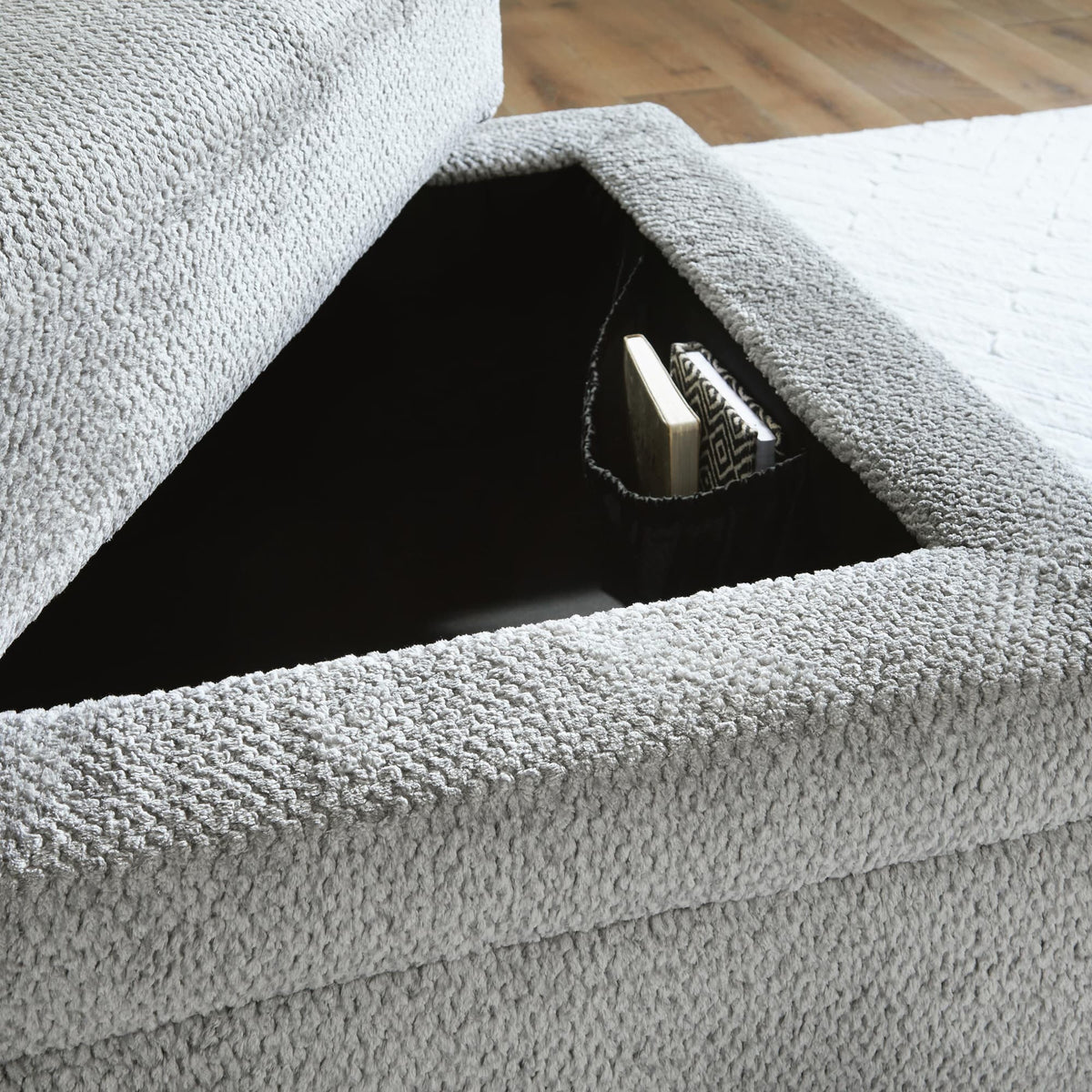 Casselbury Cement 2-Piece Sectional with Ottoman — detail view