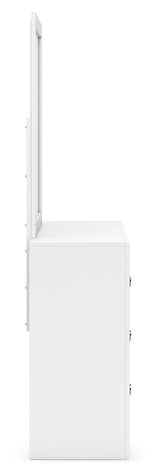 Binterglen White Dresser and Mirror — side view