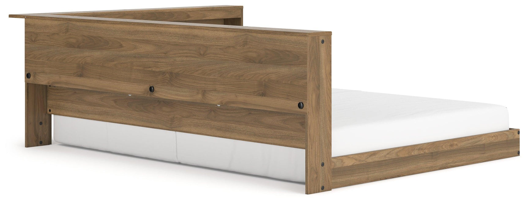 Side view showing the honey finish and storage rails