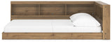 Lower footboard storage in honey finish