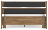 Panel bed corner detail in honey finish