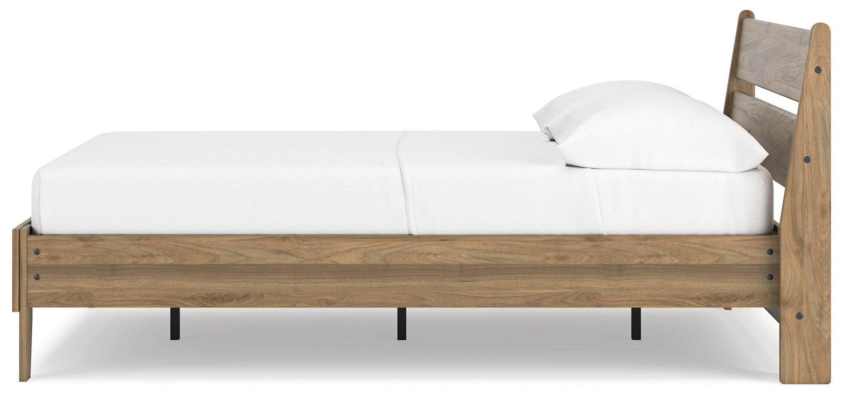 Full platform bed assembled in bedroom setting