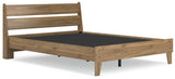 Close-up of honey brown wood grain finish on Deanlow bed