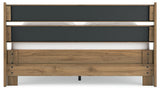 Deanlow Queen Platform Bed showing panel headboard