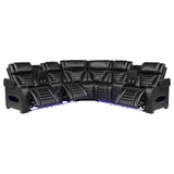 Zuma 3-Piece Dual Power Faux Leather Reclining Sectional Sofa Black — product image 2