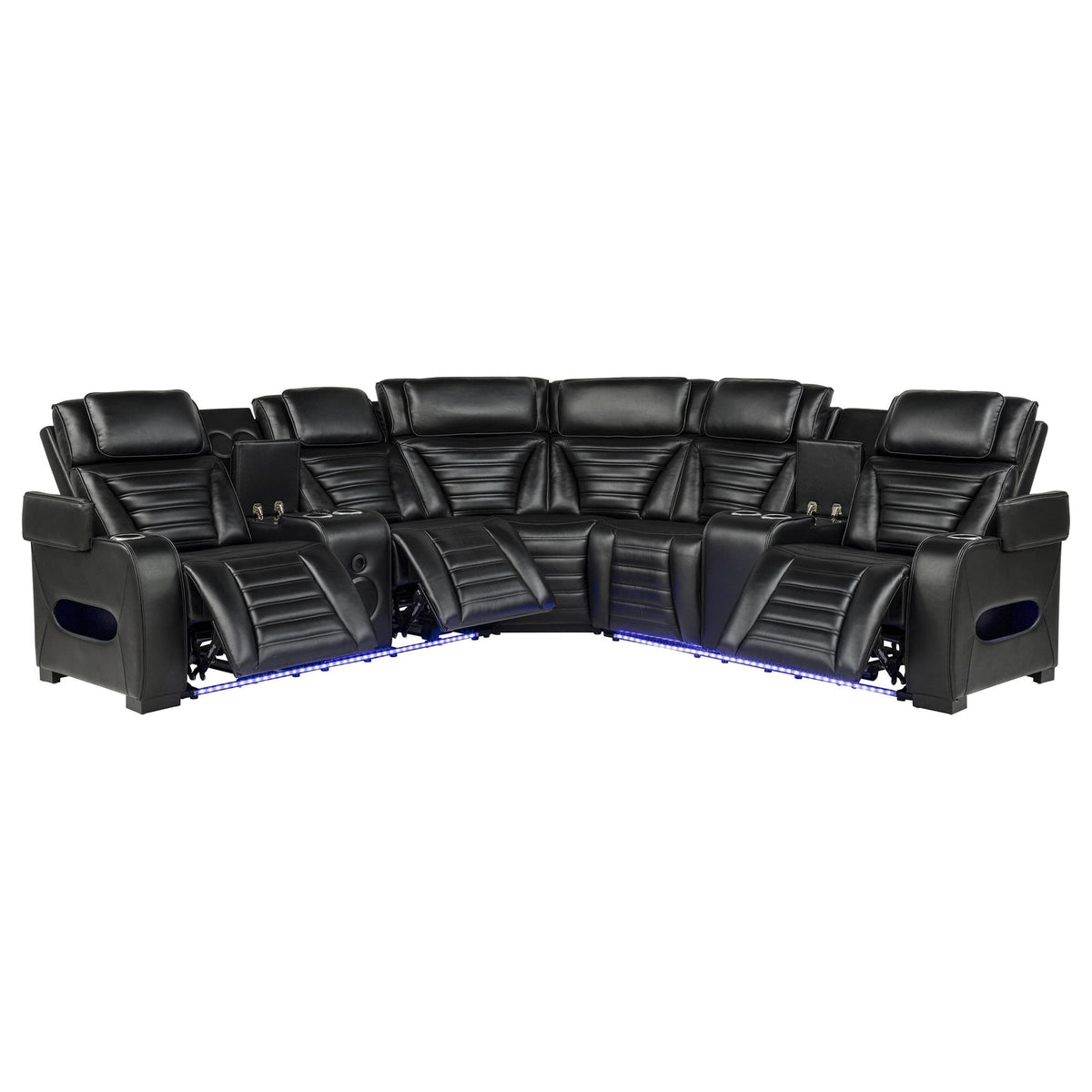 Zuma 3-Piece Dual Power Faux Leather Reclining Sectional Sofa Black — product image 2