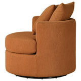 Swivel base detail of Debbie burnt orange accent chair