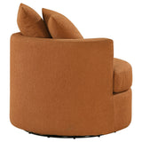 Comfortable swivel seating with burnt orange upholstery