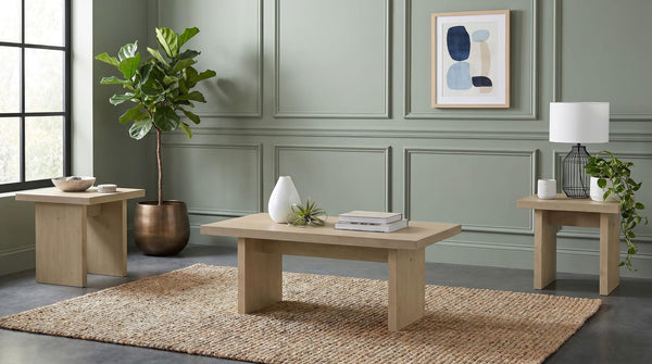 Decker 3-piece Coffee and End Table Set Natural Oak from Decor Furniture