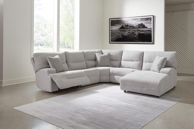 Acklen Place Pewter 5-Piece Power Reclining Sectional with Chaise from Decor Furniture
