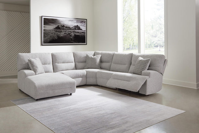 Acklen Place Pewter 5-Piece Power Reclining Sectional with Chaise from Decor Furniture