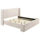 Alamosa Eastern King Boucle Upholstered Wingback Platform Bed White from Decor Furniture