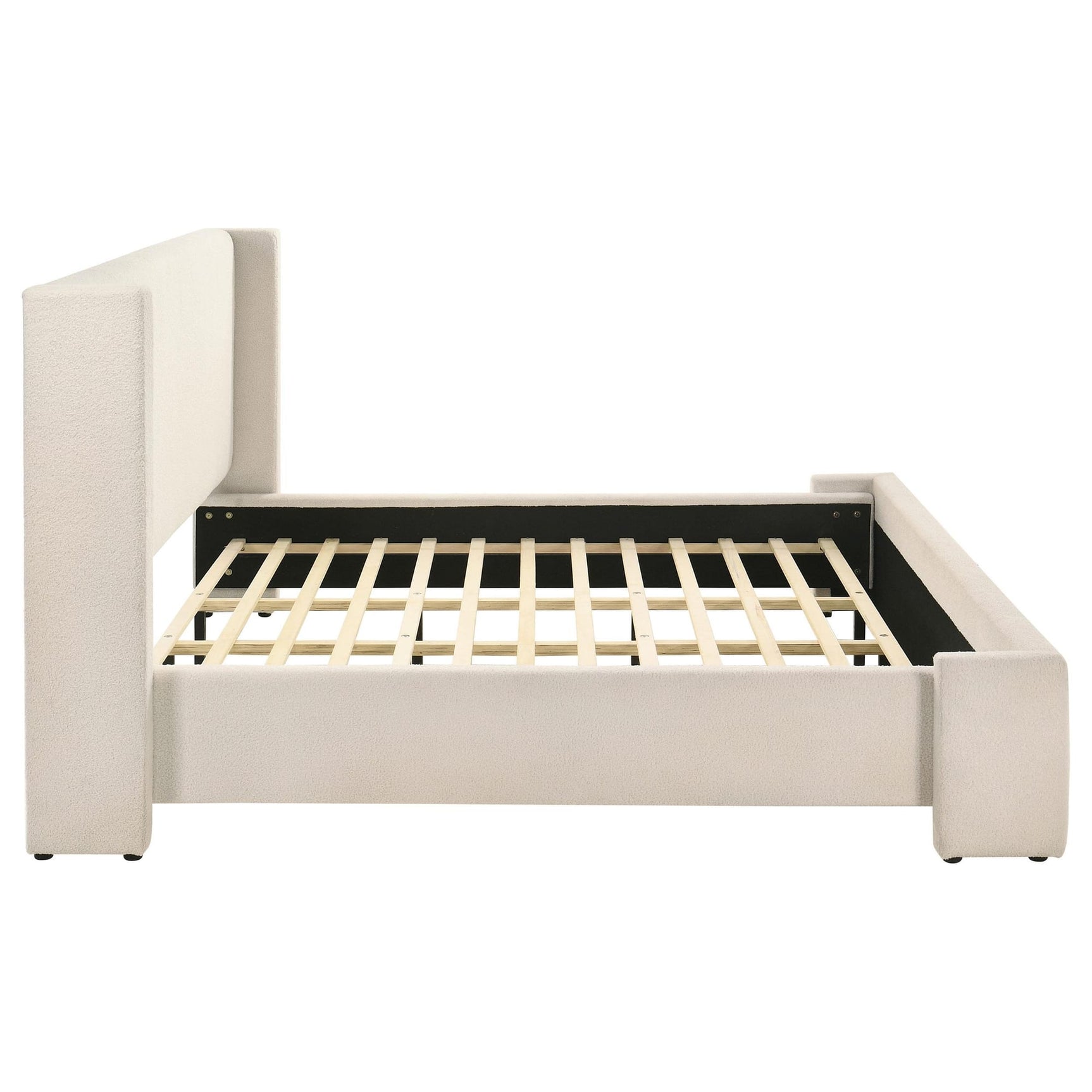Alamosa Eastern King Boucle Upholstered Wingback Platform Bed White view 6