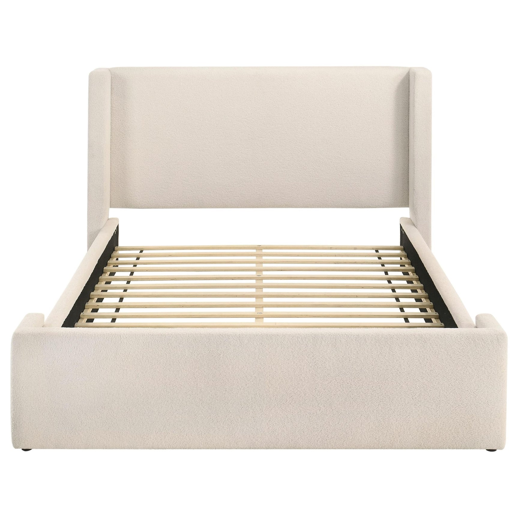 Alamosa Queen Boucle Upholstered Wingback Platform Bed White view 4