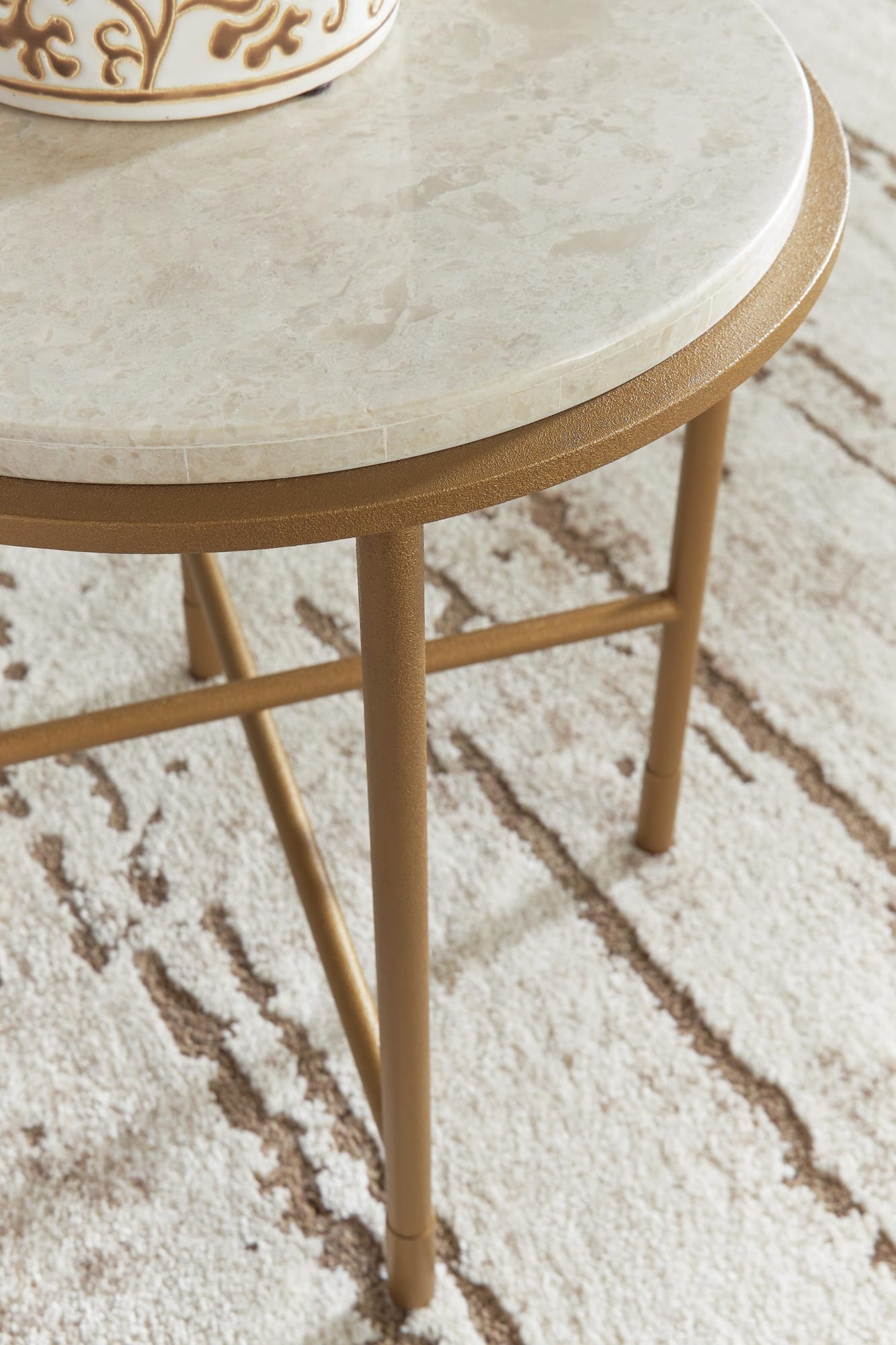 Alben Antique Gold End Table detail view