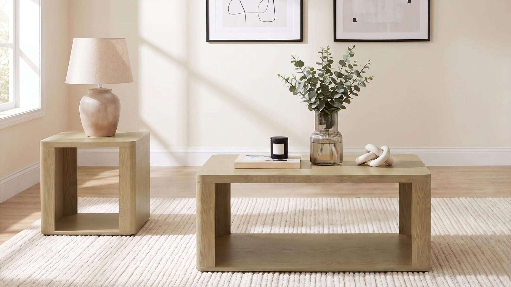 Alsina 2-Piece Coffee and End Table Set Greige from Decor Furniture