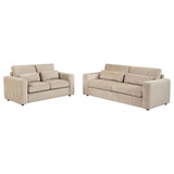Amador 2-piece Chenille Upholstered Track Arm Sofa Set Camel view 2
