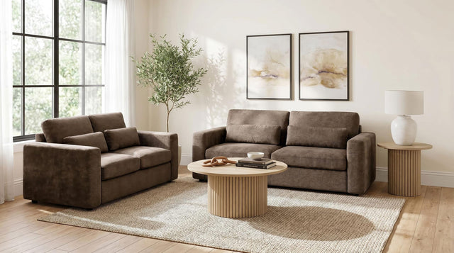 Amador 2-piece Chenille Upholstered Track Arm Sofa Set Chocolate from Decor Furniture
