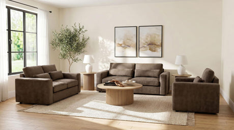 Amador 3-piece Chenille Upholstered Track Arm Sofa Set Chocolate from Decor Furniture