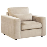 Amador Chenille Upholstered Track Arm Accent Chair Camel from Decor Furniture