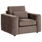 Amador Chenille Upholstered Track Arm Accent Chair Chocolate from Decor Furniture