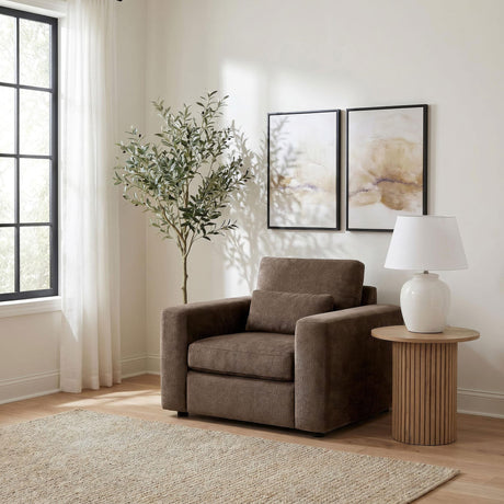Amador Chenille Upholstered Track Arm Accent Chair Chocolate view 2