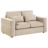 Amador Chenille Upholstered Track Arm Loveseat Camel from Decor Furniture