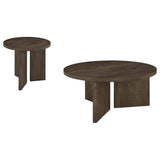 Aragon 2-Piece Round Coffee and End Table Set Dark Rustic Mango view 2