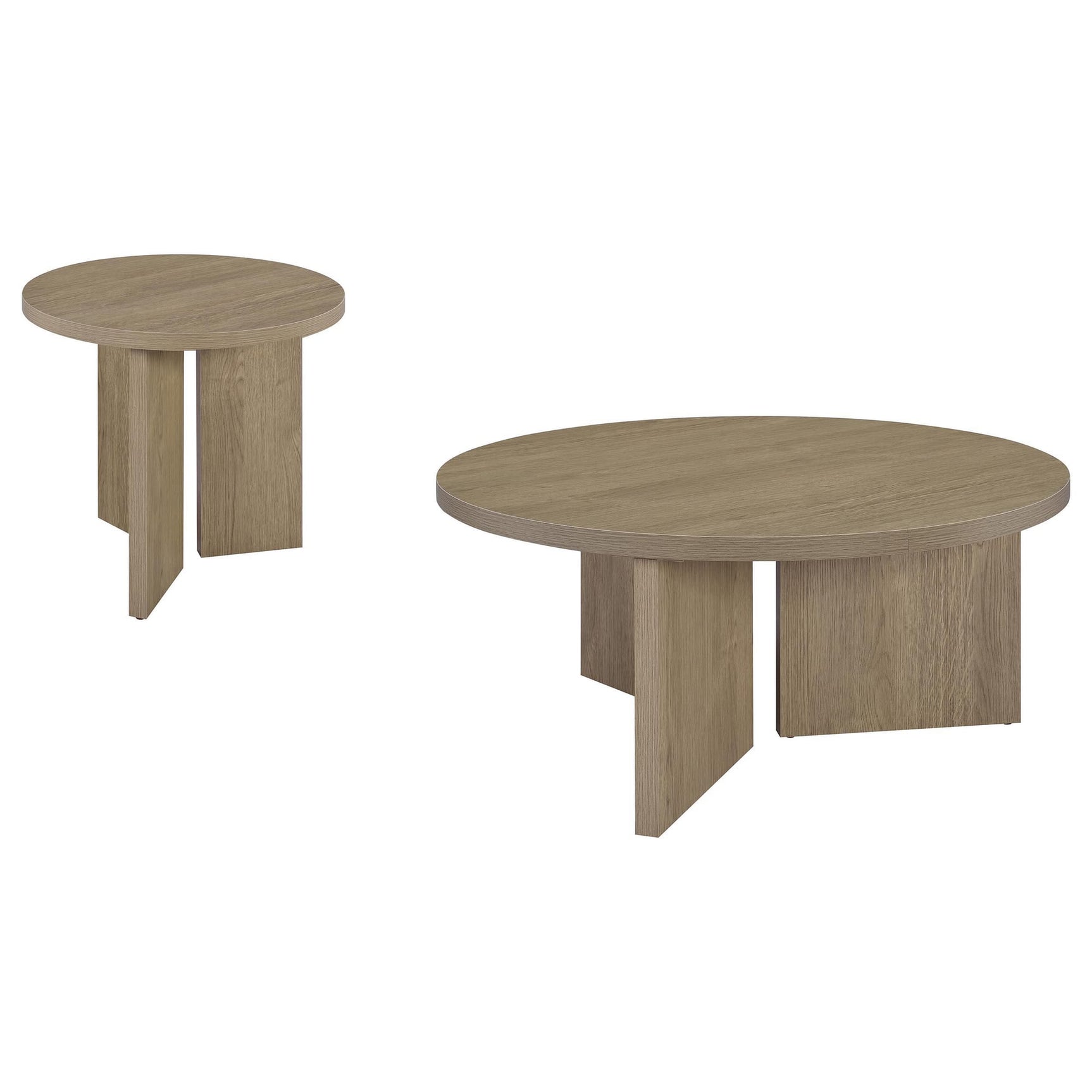 Aragon 2-Piece Round Coffee and End Table Set Latte view 2