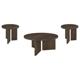 Aragon 3-Piece Round Coffee and End Table Set Dark Rustic Mango view 2