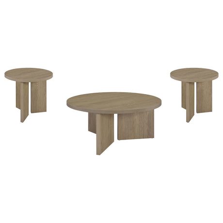 Aragon 3-Piece Round Coffee and End Table Set Latte view 2