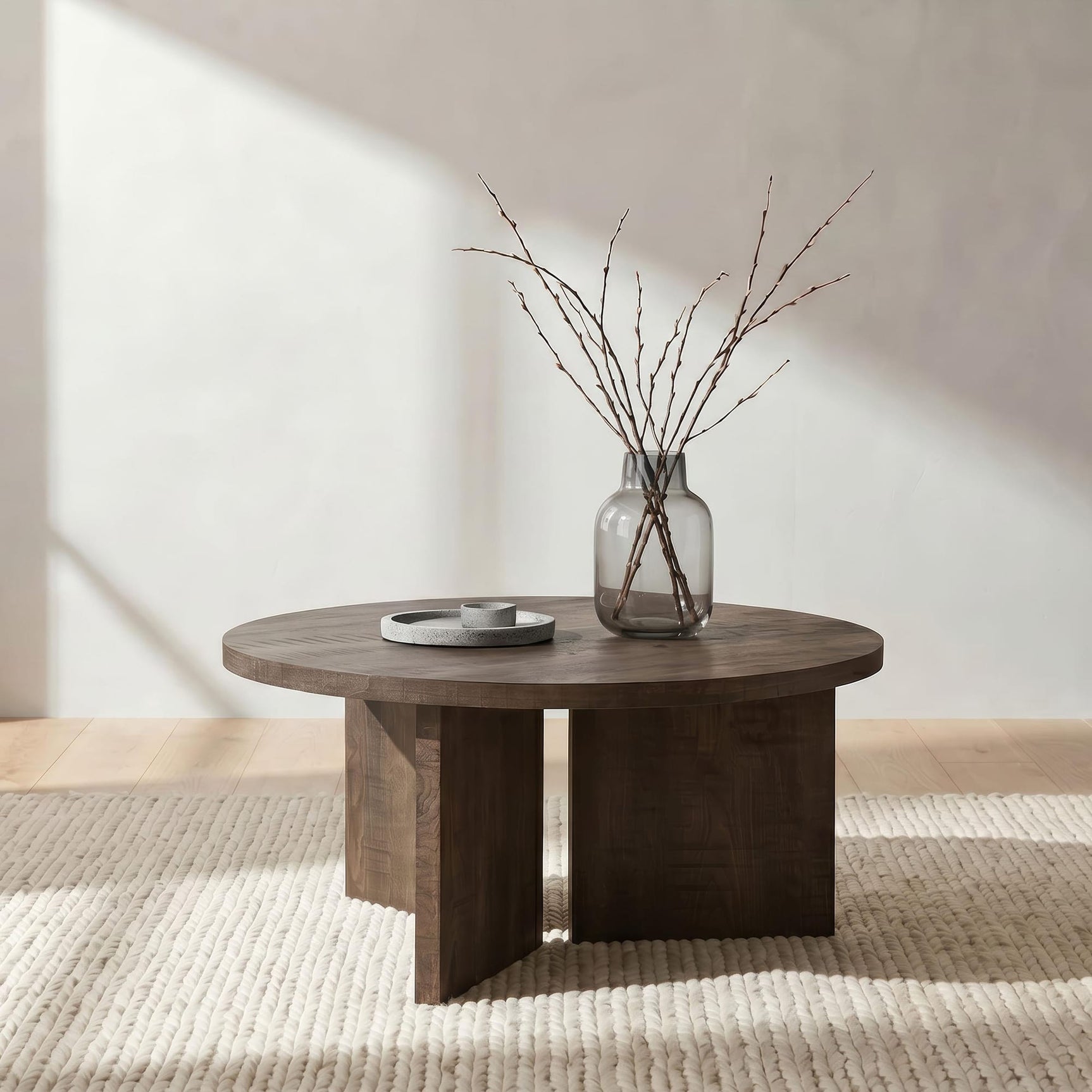 Aragon Round Panel Base Coffee Table Dark Rustic Mango view 2