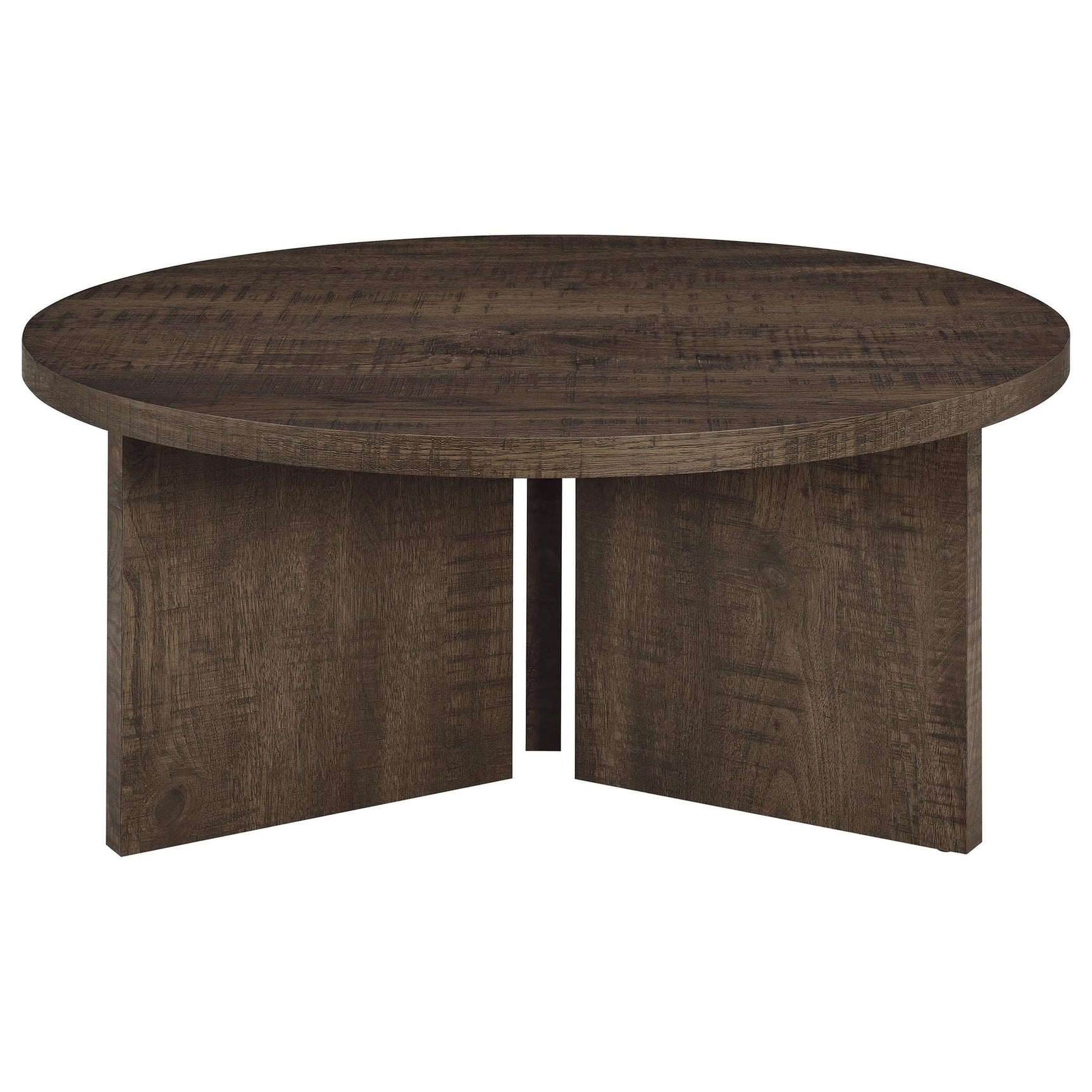 Aragon Round Panel Base Coffee Table Dark Rustic Mango view 3