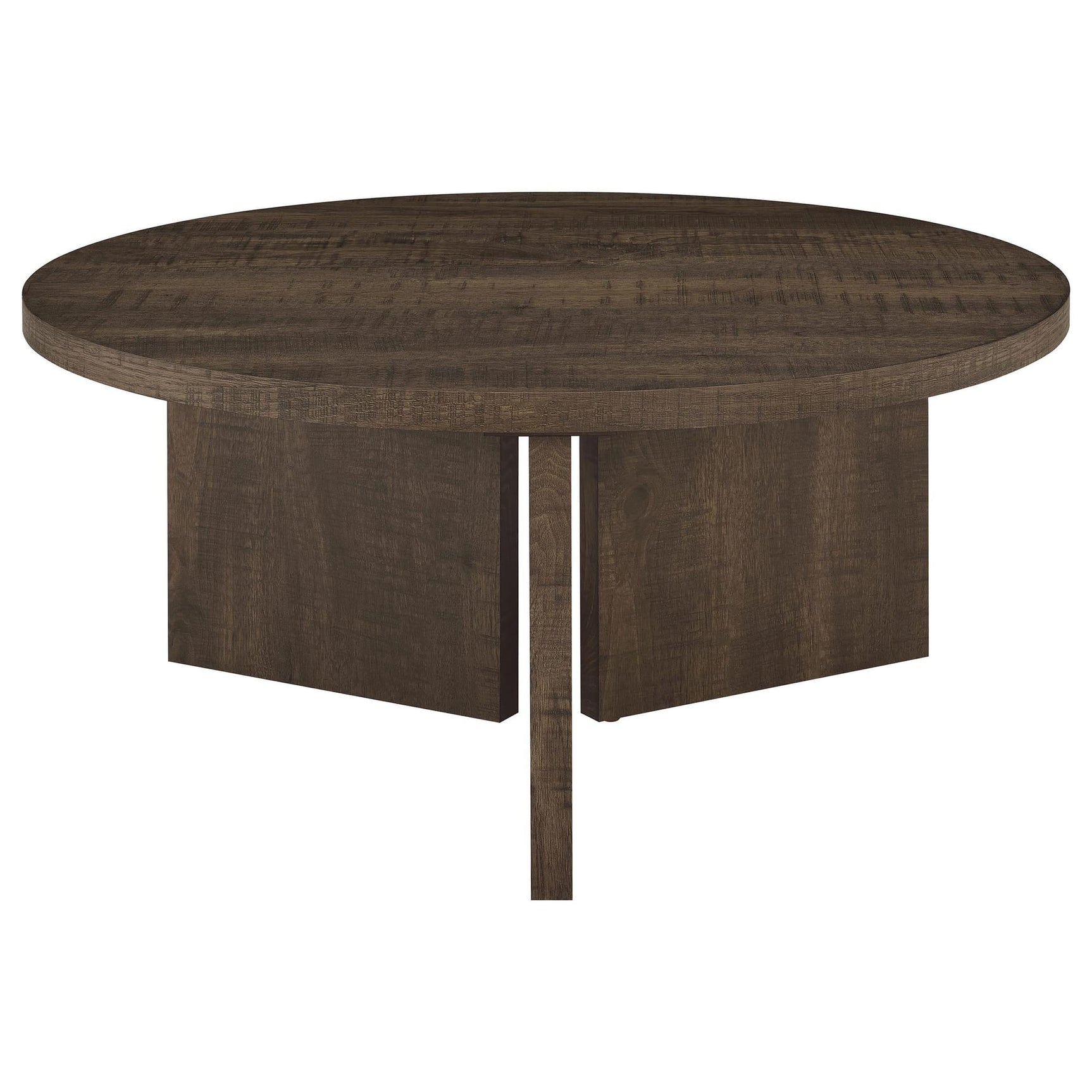 Aragon Round Panel Base Coffee Table Dark Rustic Mango view 5
