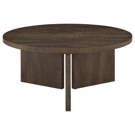 Aragon Round Panel Base Coffee Table Dark Rustic Mango view 5