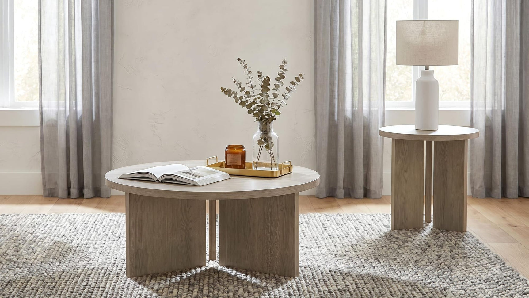 Aragon Round Panel Base Coffee Table Latte view 9