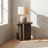 Aragon Round Panel Base End Table Dark Rustic Mango view 2