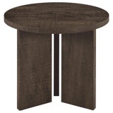 Aragon Round Panel Base End Table Dark Rustic Mango view 3