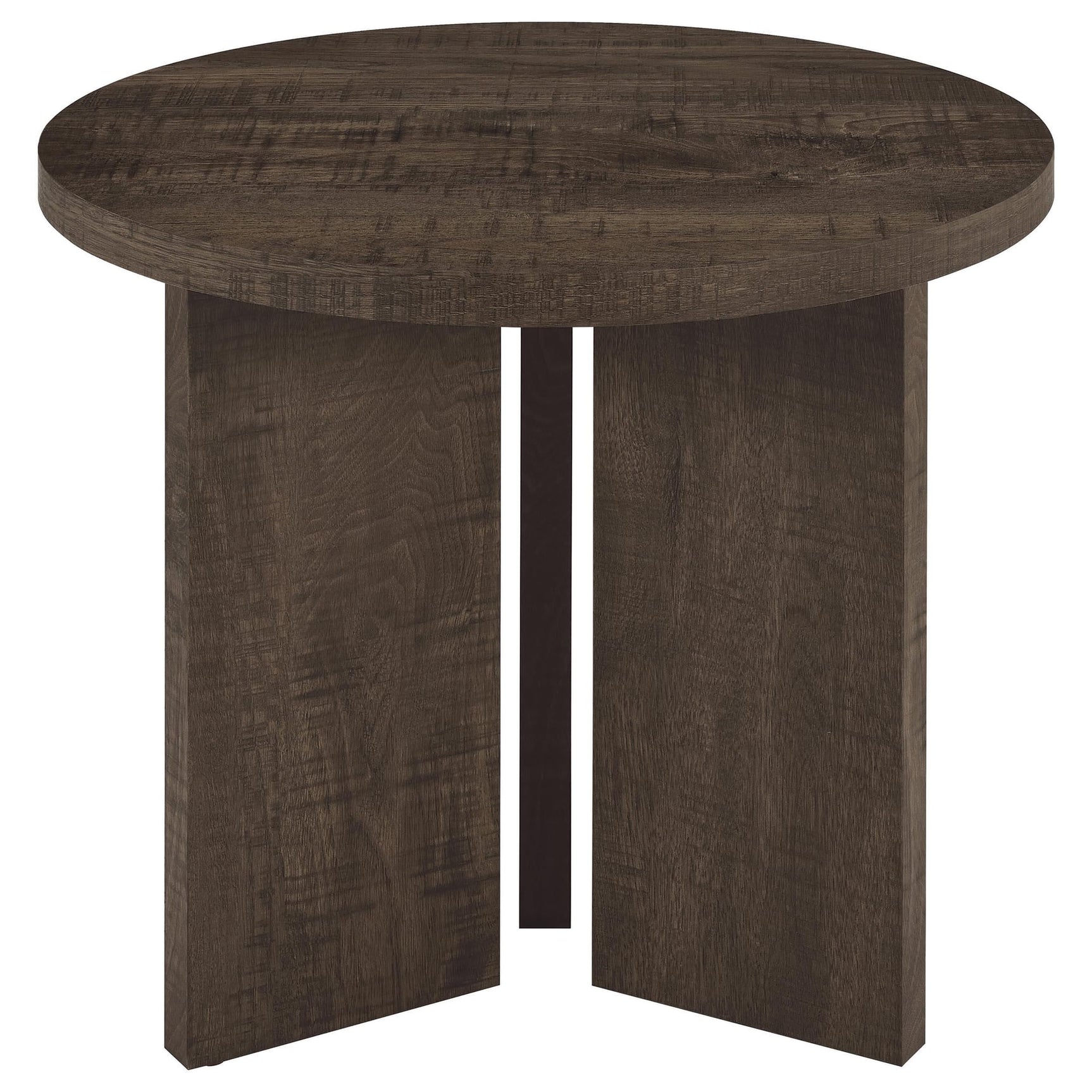 Aragon Round Panel Base End Table Dark Rustic Mango view 3