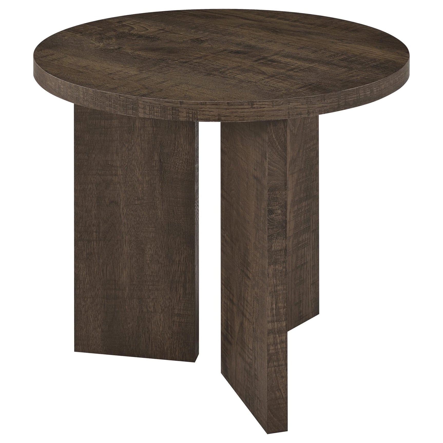 Aragon Round Panel Base End Table Dark Rustic Mango view 4
