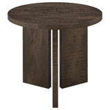 Aragon Round Panel Base End Table Dark Rustic Mango view 5