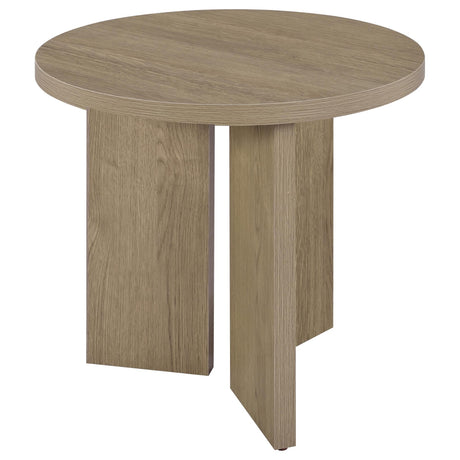 Aragon Round Panel Base End Table Latte view 4